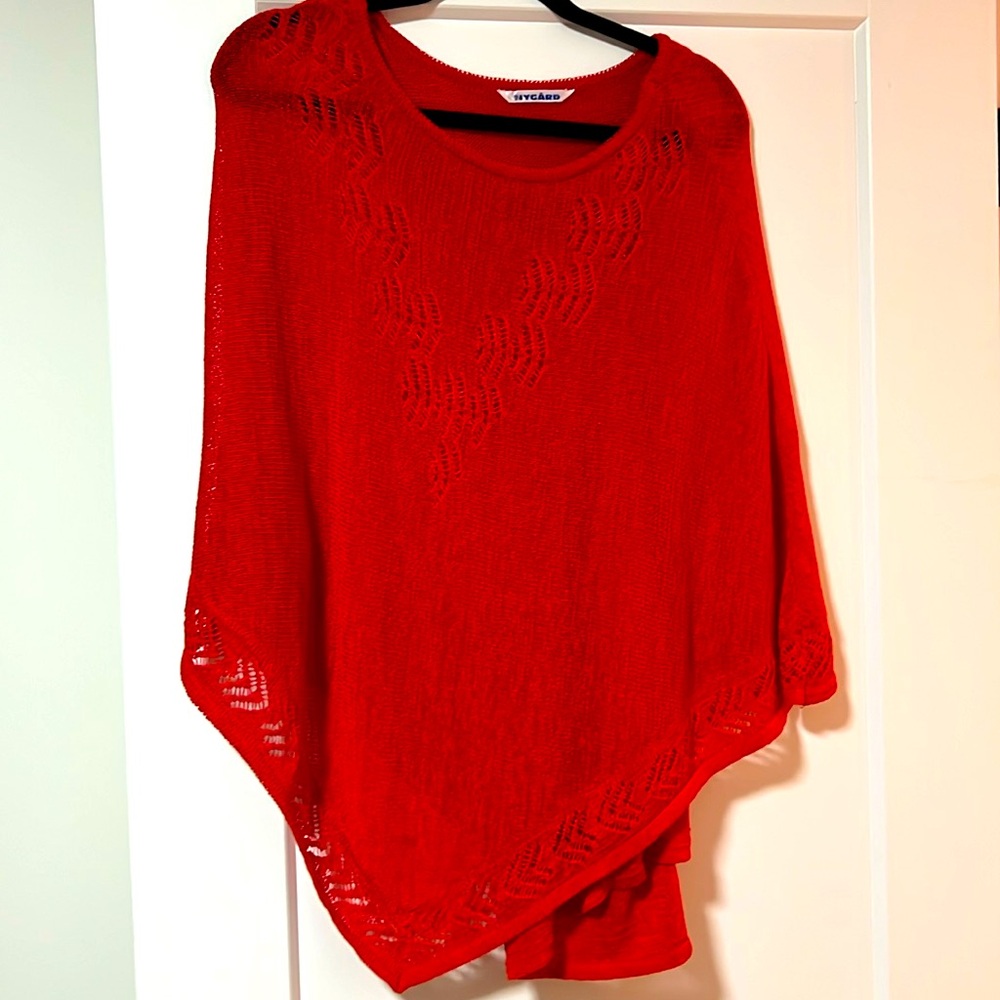 Nygard Red Poncho Sweater Cape